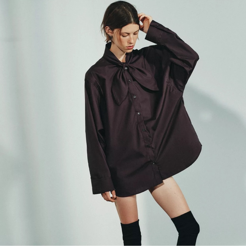 Zara Scarf Poplin Shirt